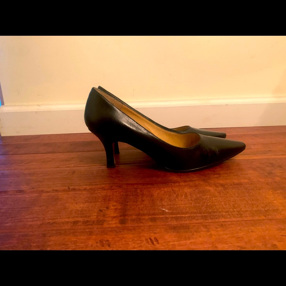 Black leather heels
